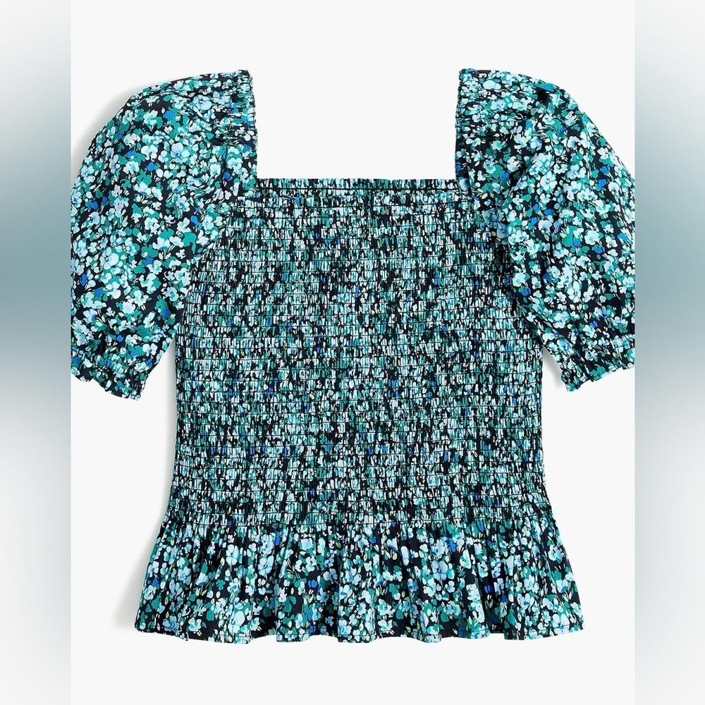 J. Crew Cotton Poplin Smocked Top Puff Sleeve XXL